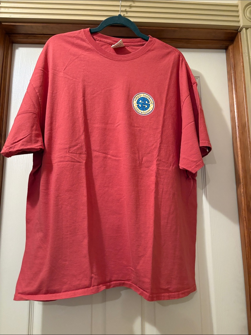 Simply Southern Coral Short-Sleeve Tee with Small Chest Emblem